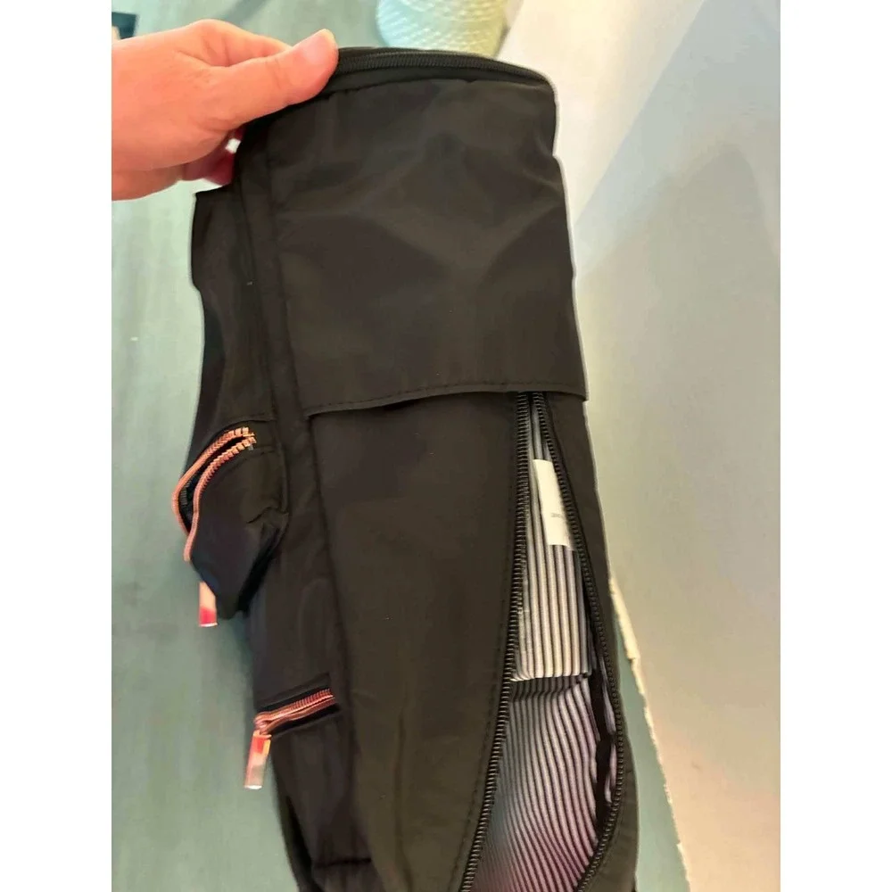 Moda Luxe Dome Backpack‎ Womens Black Rose Gold Hardware Minimalist Travel Purse